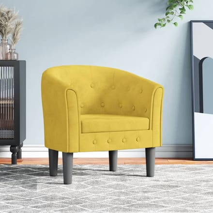 Vidaxl Clubfauteuil, Geel, Bekleed met Fluweel