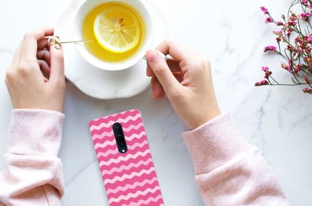 TPU Hoesje voor OnePlus 7 Pro TPU bumper Waves Pink