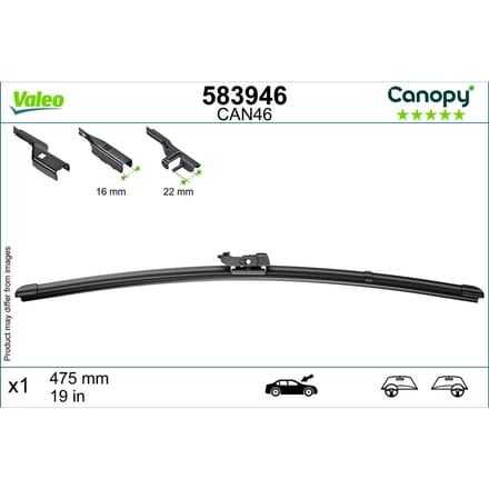 Wisserblad VALEO Canopy 583946, 475mm, Voor, 1 Stuk