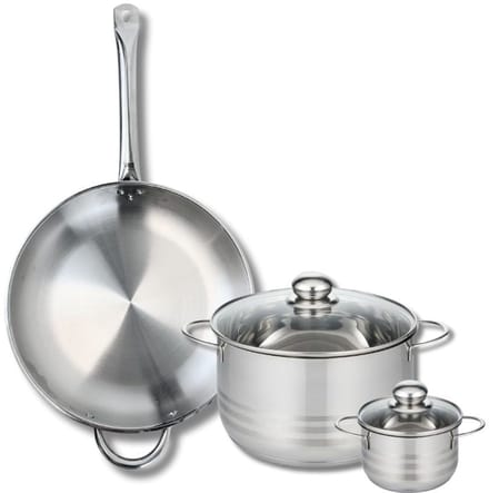 Set van 1 Koekenpan 32 cm en 2 braadpannen 12 en 24 cm Elo Profi Brillant