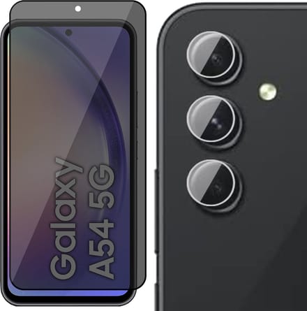 Privacy Screenprotector geschikt voor Samsung Galaxy A54 - Camera Lens Screen Protector & Glas Screen Protector FullGuard