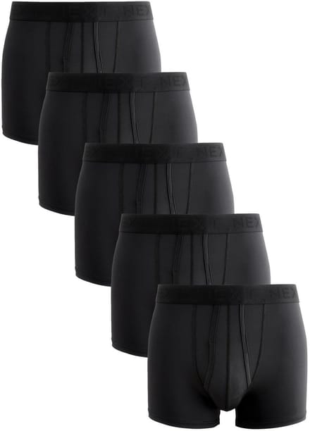 Next - Heren - Set van 5 katoenrijke boxershorts met A-voorkant - Zwart