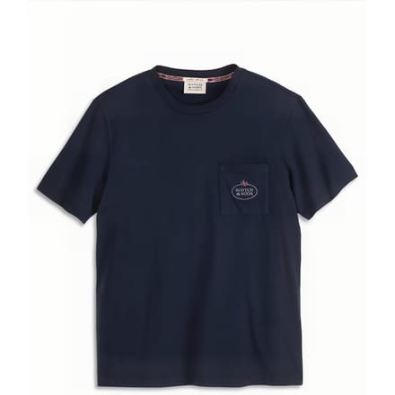 Scotch & Soda Garment Dyed Ss Pocket Tee Dark Blue Taglia: M | Magliette basic Outlet | Uomo | Blu