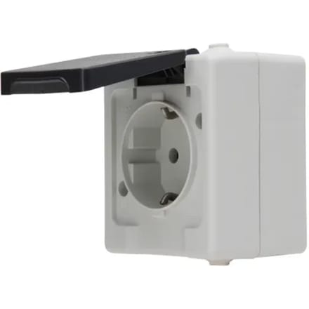 Baseline Wandcontactdoos - Grijs - Opbouw - Spatwaterdicht