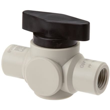 PVDF 2-Weg Kogelkraan G 3/8'' FKM Vacuüm
