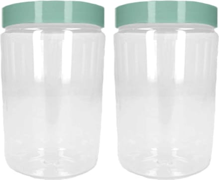 PlasticForte Voorraadpot/bewaarpot - 2x - 375 ml - kunststof - mint groen - B7 x H12 cm