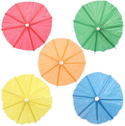 144 Decoprikkers 10 cm assorti kleuren Parapluutjes, uni