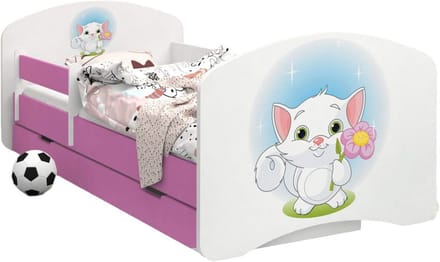 Kindercamer Bed 140x70 met Lade en Valbeveiliging Inclusief Schuimmatras