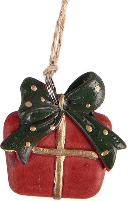Clayre & Eef Kersthanger Cadeau 4x1x4 cm Rood Kunststof
