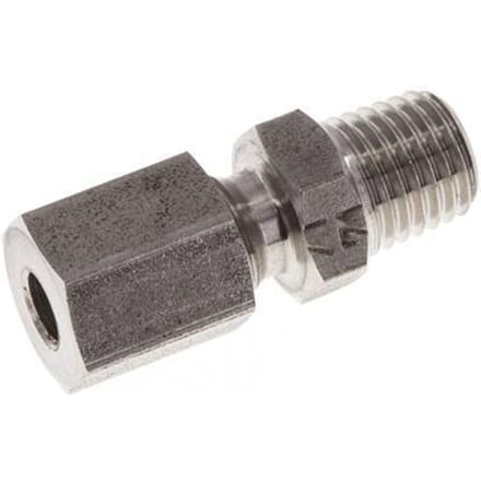 M8x1 Buitendraad x 4LL RVS Rechte Snijring Koppeling 100 Bar DIN 2353