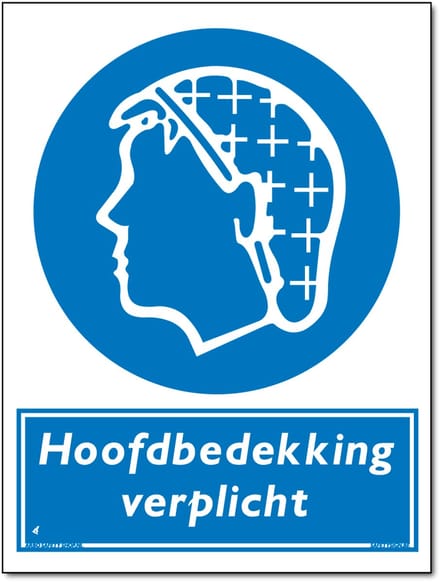 Hoofdbedekking verplicht bord - Forex - 30 x 40 cm