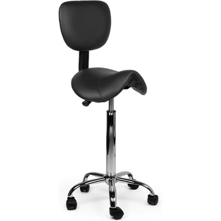 Zadelkruk Office rugleuning hoog harde wielen zw