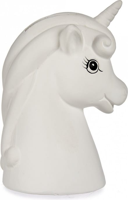 Pincello spaarpot eenhoorn hoofd keramiek 9 cm wit decoratie.