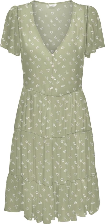 JDY - JDYSEZEN LIFE S/S BUTTON DRESS WVN DIA - Dames - Mini jurken