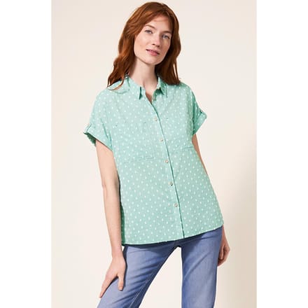 White Stuff Ella  Cotton Shirt Mid Green Taglia: 8 REGULAR | Magliette intime Outlet | Donna | Verde