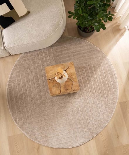 Scandinavisch vloerkleed rond - Contour Edge beige 100