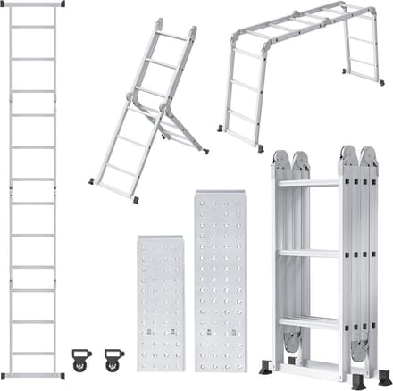 Multifunctionele Aluminium Vouwladder met Platform tot 3,4m - Draagbaar en Robuuste Werkladder