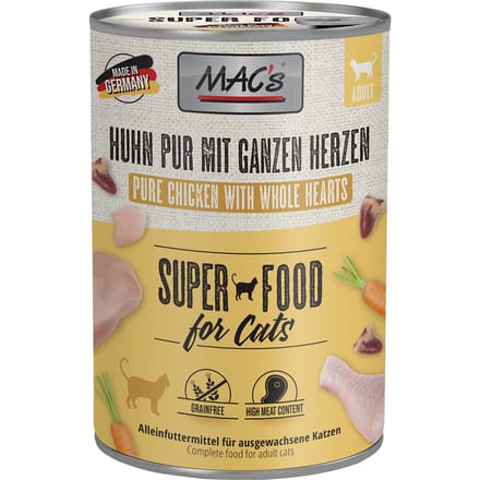 MAC's CAT - Puur blik 6x400g - Puur kip met hele kippenharten