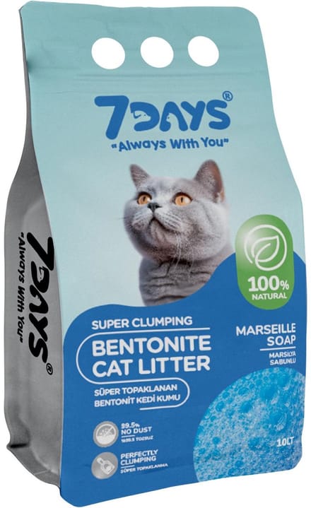 7Days Kattenbakvulling – Kattenbakvulling Klontvormend – Bentoniet & Marseille Soap – Stofvrij - 10L