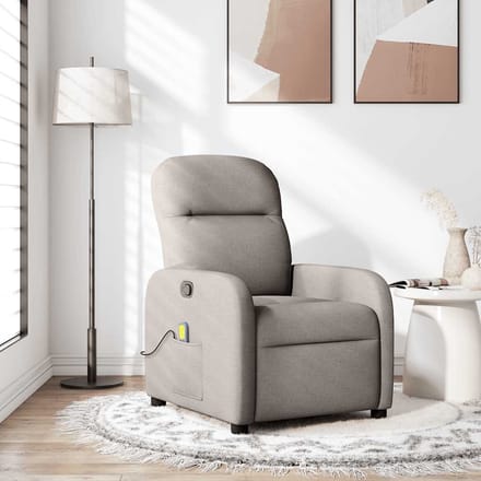 vidaXL - Massagestoel - verstelbaar - stof - taupe