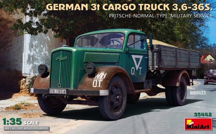 MiniArt Modelbouwpakket Auto - 35442 Duitse Opel Blitz 3t Cargo Truck 3,6-36S. Pritsche-Normal-Type - Military Service Plastic - 1:35 - Modelbouw