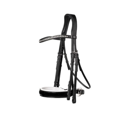 Aachen large crank noseband double bridle black/silver