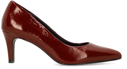 Manfield - Dames - Burgundy lakleren pumps - Maat 38