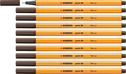 STABILO point 88 - Premium Fineliner - Fine 0,4 mm – Umber Bruin– Doos 10 stuks