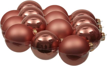 18x stuks kerstversiering kerstballen koraal roze van glas - 8 cm - mat/glans - Kerstboomversiering