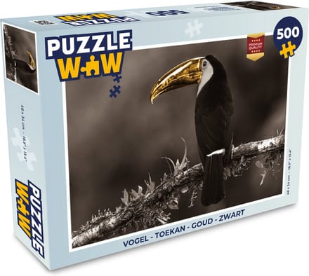 Puzzel Vogel - Toekan - Goud - Zwart - Legpuzzel - Puzzel 500 stukjes