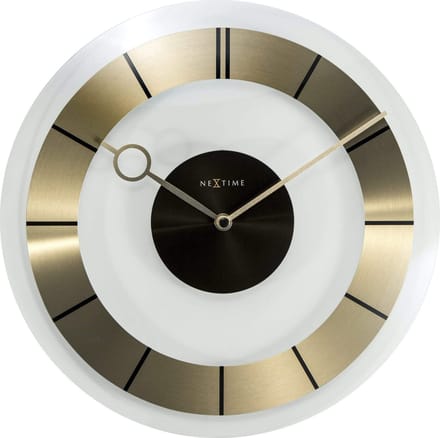 NeXtime - Stille Wandklok - 31 cm - Glas - Goud - 'Retro'