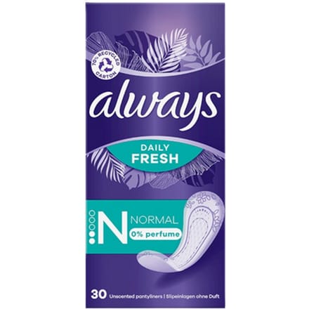 Always Daily Fresh - Inlegkruisjes - Normaal - Ongeparfumeerd - 30 Inlegkruisjes