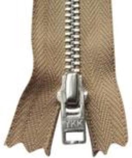 YKK broekrits met nikkeltandjes, Lengte 15 cm, Beige, niet deelbaar, Per Stuk.