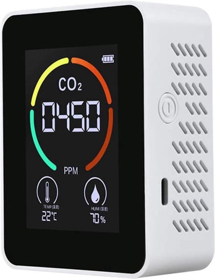 Royal Swiss® CO2 Luchtkwaliteitsmeter – CO2 melder & detector – Koolstofdioxide meter voor binnen – Thermometer & hygrometer – Draagbaar en oplaadbaar