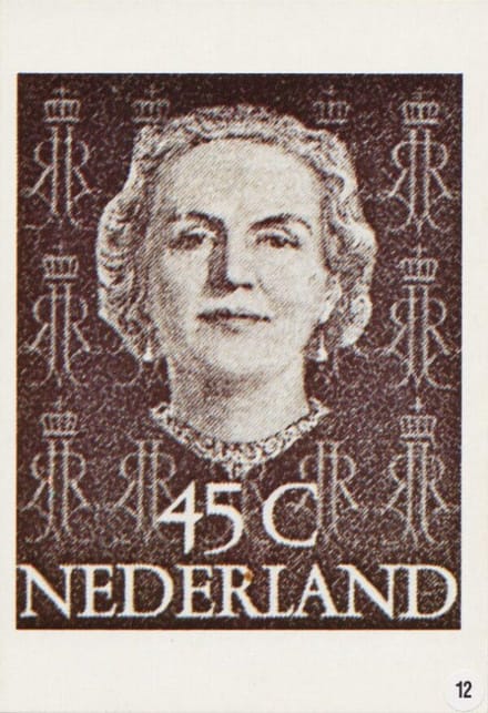 Briefkaart met afbeelding Koningin Juliana postzegel