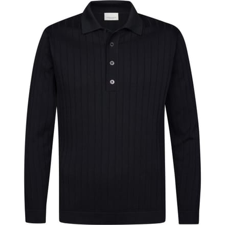 Profuomo Longsleeve Poloshirt Dropneedle Navy - Maat M - Heren - Pullovers