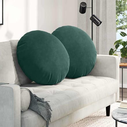 vidaXL - Zitkussens - 2 - st - Fluweel - Donkergroen - Ø60 - x - 21 - cm