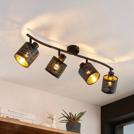 Lindby - buitenspot - 4lichts - Ijzer, plastic - H: 22 cm - E14 - zwart, goud