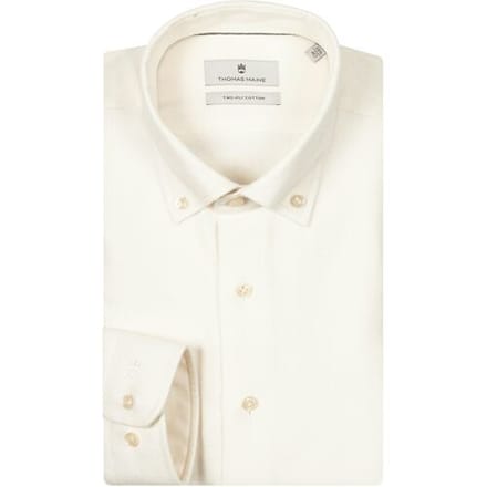 Thomas Maine Overhemd Torino Button Down Two-Ply Herringbone Flanel Off White / male