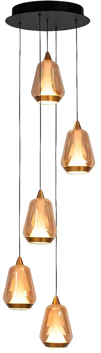 Highlight - Hanglamp Tromba 5 lichts Ø 30 cm amber zwart