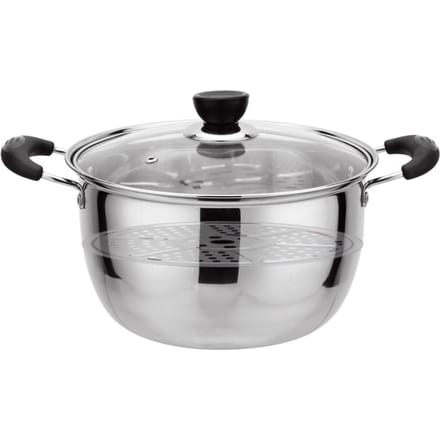 Soeppan met Stoominzet Roestvrij Staal Koken Mini Stoompan Multifunctioneel Kookgerei gray