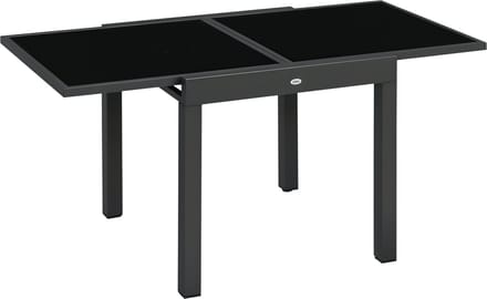 Outsunny uitschuifbare eettafel voor buiten - Aluminium - 160x80x75cm - Grijs, Zwart