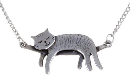 St Juistin kat ketting ,Slapende kat Hanger (PN653)