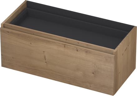 INK wastafelonderkast 1 lade greeploos fineer eiken inclusief binnenlade 100x40x45cm, ash grey