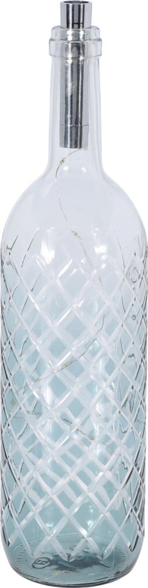Fles glas met 10x LED blauw