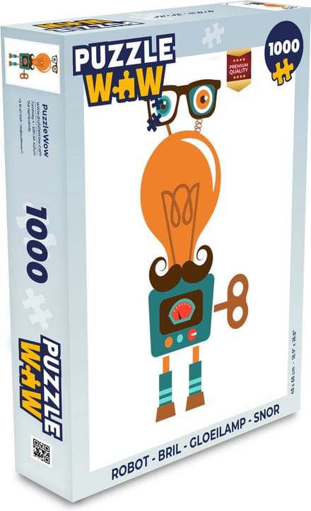 Puzzel Robot - Bril - Gloeilamp - Snor - Kinderen - Jongens - Legpuzzel - Puzzel 1000 stukjes volwassenen