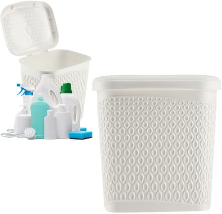 KADAX Opslagcontainer voor wasmiddel, wasmiddelcontainer met deksel, opbergemmer voor reinigingsmiddel, waspoeder, plastic container (wit)