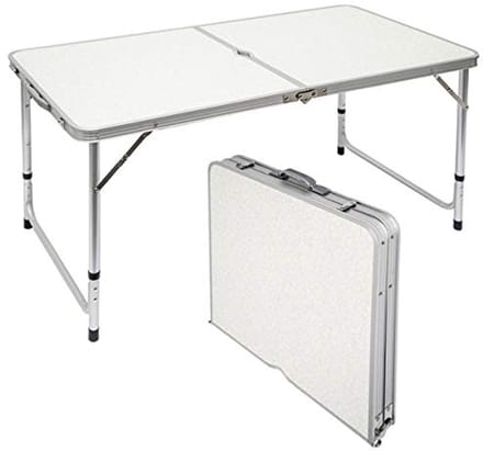 Verstelbare inklapbare tuintafel - 120 x 60 cm - Lichtgrijs - Voor binnen en buiten