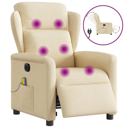 vidaXL - Massagestoel - elektrisch - verstelbaar - stof - crèmekleurig