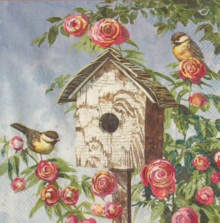 Lunch servetten Lovely birdhouse - IHR - 33x33 cm